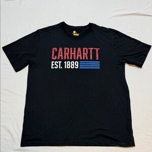 Men’s Carhartt Black Short-Sleeve Graphic Tee with Red & Blue Size L